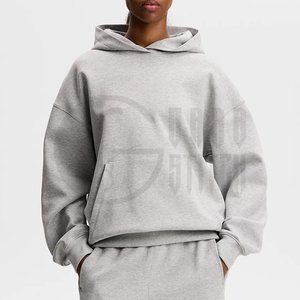 Sudadera con Capucha de Forro Polar Gris Sólido, Transpirable, Informal, para Mujer, con Logotipo Frontal - Product Image 2