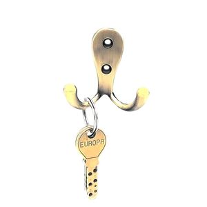 Porta Llaves de Pared con Doble Gancho de Latón Vintage, Perchero Metálico Resistente al Óxido para Puerta - Product Image 1