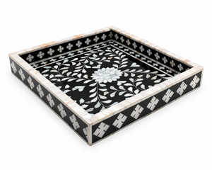 Bandeja de Servir de Madera de Lujo con Incrustaciones de Resina de Concha de Nácar, Bandeja Decorativa Hecha a Mano para Mesa de Centro, Comedor y Decoración Elegante del Hogar - Product Image 2