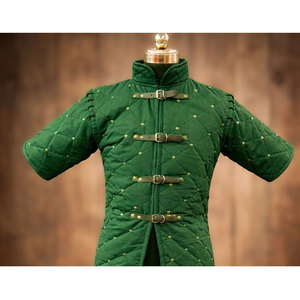 Green Medieval Gambeson Padded Jacket Costume For Reenactment Historical Training Protective Thick <b>Quilted</b> Coat - Product Image 5