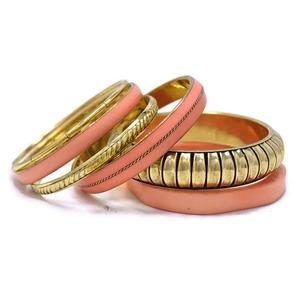Conjunto de Brazaletes de Vidrio y Metal Hechos a Mano, Brazaletes de Latón con Diseño Geométrico de Puntos, Joyería de Moda para Mujer - Product Image 3
