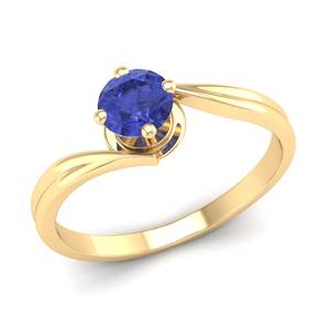 Anillo de Compromiso REYES con Tanzanita de Corte Redondo de 0.5 Quilates, Joyería Fina de Boda en Oro Amarillo Sólido de 14K/18K con Diamantes - Product Image 2