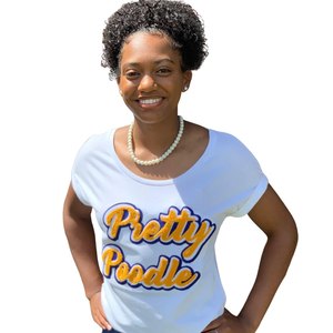Camiseta Pretty Poodle para mujer, camiseta gris, estilo hermandad griega, camisa gráfica azul y dorada, ropa informal cómoda para el día a día - Product Image 2
