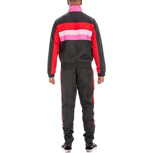 Chándal Deportivo para Hombre en Negro, Rojo y Rosa con Bloques de Color, Manga Larga, Cuello Alto, Estilo Deportivo, Transpirable, de Poliéster, para Otoño, Corte Regular - Product Image 6