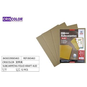 Criscolor Subcarpetas Folio Kraft 4ud Manila Folder Opaque Kraft <b>Paper</b> <b>File</b> Folder - Product Image 1