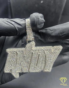 Collier pendentif en diamant de laboratoire VVS, design personnalisé avec lettres, style hip-hop, serti de pierres. - Product Image 1