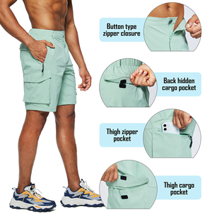 Shorts de sport pour hommes respirants en maille écologique à séchage rapide, taille haute avec cordon de serrage, pour la gym et la course, prix de gros abordable en vrac - Product Image 4