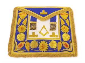 Tablier de cérémonie maçonnique haut de gamme CRAFT GRAND FULL DRESS APRON, brodé à la main, avec fils dorés, designs de luxe de haute qualité. - Product Image 2