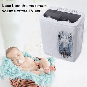 Compact Twin Tub Semi-Automatic Washing Machine with Built-In <b>Drain</b> Pump 14.3 Lbs Capacity Gray <b>Cover</b> - Product Image 4