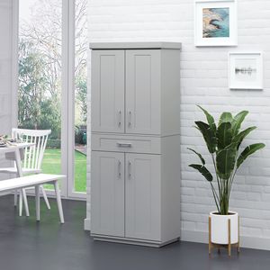 Armadio dispensa cucina moderna Freestanding grigio con ripiani regolabili e cassettiere-armadi da cucina - Product Image 2