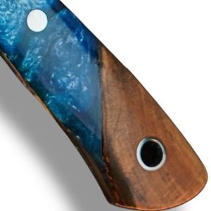 Couteaux de chasse à lame fixe à bord tranchant avec lame à motif Damas, manche en bois décoratif pour l'aventure en plein air - Product Image 4