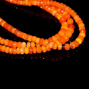Natural Orange Ethiopian Fire <b>Opal</b> Faceted Rondelle Beads 4-6mm 16 Inch Gemstone Strand Jewelry Making Chakrcalume Brand - Product Image 2