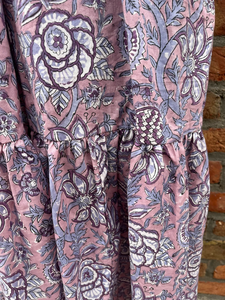 ชุดเดรสพิมพ์ลายด้วยมือ ผ้าฝ้ายอินเดีย เดรสยาวพิมพ์ลาย คอวี แขนยาว ลายดอกไม้ ชุดเดรสยาวแม็กซี่สำหรับผู้หญิง - Product Image 2