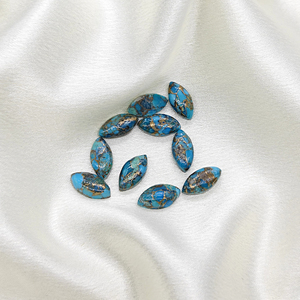 Nouvel Arrivage Cabochon en Turquoise Cuivrée Bleue Naturelle Forme Marquise à Dos Plat 7x14MM Lisse Poli Miroir Pierre Précieuse Libre pour Bijoux - Product Image 4