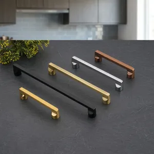 Modern Black Zinc Alloy Cabinet <b>Bar</b> Handle Minimalist Design Kitchen Wardrobe Furniture <b>Pull</b> Durable Finish - Product Image 3