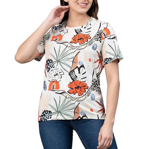 Camiseta a Rayas Personalizada para Mujer, Camiseta de Moda con Estampado por Sublimación, Cuello Redondo y Manga Corta para Mujer - Product Image 1