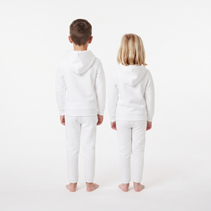 Stylish Kids Half Zip Hooded Tracksuit Solid <b>White</b> Color Pullover and <b>Jogger</b> Set Cotton Casual Clothing For Kids - Product Image 2