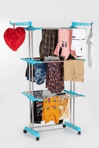 Séchoir à linge pliable et réglable en acier inoxydable, organisateur de linge portable, support de suspension pour vêtements, pour intérieur et extérieur - Product Image 5