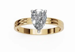 Bague double solitaire Persephone Pear avec diamant de laboratoire en or jaune, rose et blanc 9kt, 14kt ou 18kt, 0,30 carat, gemme durable - Product Image 4