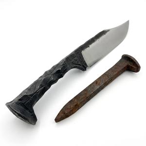 Couteau utilitaire à lame fixe en acier à haute teneur en carbone forgé à la main avec manche sculpté – Options DIY et OEM - Product Image 4