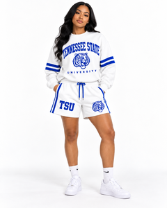 Conjunto de Sudadera y Pantalones Cortos Estilo Universitario Personalizado – Traje Deportivo Universitario Bordado/Estampado de Alta Calidad - Product Image 4
