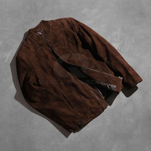 Casual <b>Men's</b> Winter <b>Suede</b> <b>Jacket</b> Stand Collar Front Logo Breathable Windproof Soft Material for Seasonal Wear Daily Activities - Product Image 5