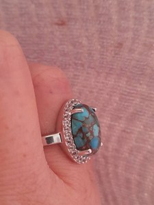 Anillo de Plata de Ley con Turquesa, Joyería Artesanal con Piedras Preciosas, Diseño Elegante para Mujer, Venta al Por Mayor para Exportación - Product Image 4