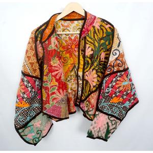 Exclusive Collection One of a Kind Patchwork Vintage Kantha <b>Jacket</b> Designer Boho Women kantha <b>Jacket</b> with <b>mandarin</b> <b>collar</b> wear - Product Image 5