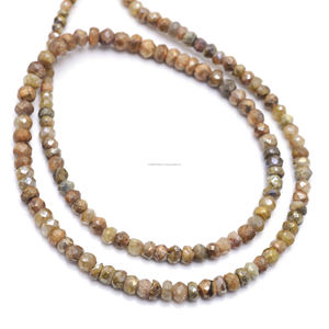 Cuentas de Piedra de Cristal Natural de Silverita Amarilla, Forma Redonda Facetada, 16 Pulgadas, 3-4.5 mm, Hilo de Piedras Preciosas, Certificado por Terceros, Mugal - Product Image 2