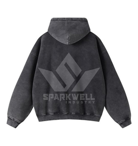 Sweat à capuche oversize en coton rouge pour homme, pull décontracté en molleton avec logo imprimé sur le devant, style automne - Product Image 5