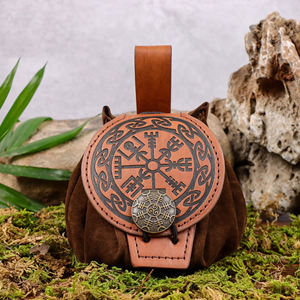 Handmade Leather <b>Dice</b> Bag Round Embossed Nordic Design DND RPG <b>Dice</b> Storage Classic Style Adult Use - Product Image 4
