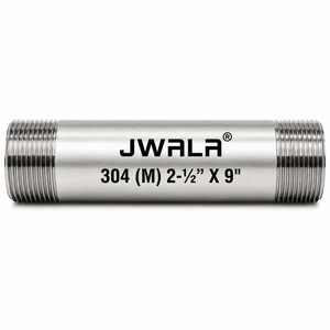 Raccord de tuyau en acier inoxydable 304 résistant à la corrosion, diamètre 2-1/2 pouces, longueur 9 pouces, filetage mâle, matériel de plomberie industrielle - Product Image 1