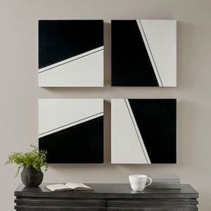 Modern <b>Ceramic</b> <b>Coasters</b> Square Black White Gold Geometric Design Non-Slip Mats & Pads - Product Image 4
