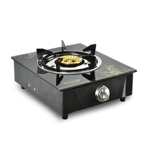 "Gas Cooktops Gmax GL-506B Single Burner Gas Stove Wrinkle Painting Body 90mm Brass Burner Chrome <b>Pan</b> Support Automatic Ignition - Product Image 2