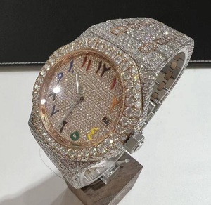 Reloj de Lujo DAZZLING JEWELS de Alta Calidad, Estilo Hip Hop, Correa de Acero Inoxidable, Moissanita VVS, Zafiro Blanco Baguette, Mecánico Analógico - Product Image 5