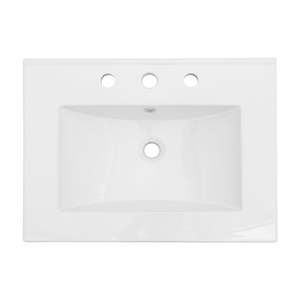 24 \ "x18 \" piano lavabo singolo bianco con 3 fori per rubinetto e lavabo rettangolare a trabocco solo per uso bagno - Product Image 1