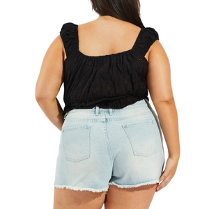Shorts de Mezclilla para Mujer Talla Grande, Personalizables, Venta al por Mayor, Muestra de Tela Gratis, Mejor Calidad - Product Image 3