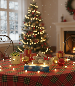 Portavelas Cuadrado de Madera Hecho a Mano para Dos Velas de Té, Uso Decorativo en el Hogar para Múltiples Ocasiones (Navidad, Fiestas de Invierno) - Product Image 2