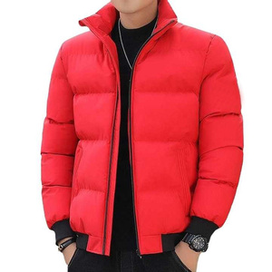 Blouson d'hiver matelassé noir personnalisé pour homme, coupe-vent épais avec fermeture éclair, col montant et design à patchs - Product Image 2