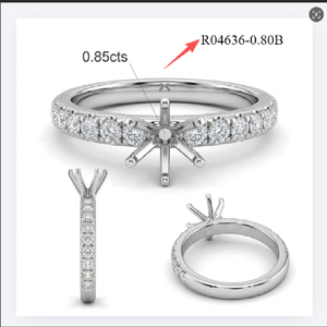 แหวนหมั้นเพชรกึ่งเมาต์สำหรับผู้หญิง18K ฝังเพชรแท้สีทองขาว - Product Image 6