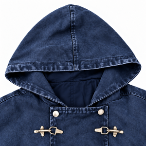 Veste à capuche pour homme, coupe classique, manches longues, couleur unie, vêtement décontracté pour l'automne, 100% coton, tissu lavé, respirant, imprimé sur mesure - Product Image 3