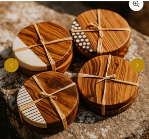 ชุดจานรองแก้วไม้กระถินณรงค์ทำมือ สำหรับใช้ในบ้าน บาร์ และร้านอาหาร - Product Image 4