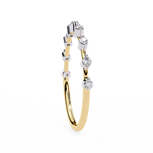 Anillo de Boda Minimalista para Mujer, Media Eternidad, con Diamantes Naturales, Oro de 14K, Diseño de Burbujas Flotantes, Apilable - Product Image 3