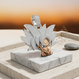 Pendentif Personnage Anime DragonBall Goku Givré Plaqué Or 10k 14KT 18KT Argent 925 Diamant Homme Hip Hop Certifié par un tiers - Product Image 5