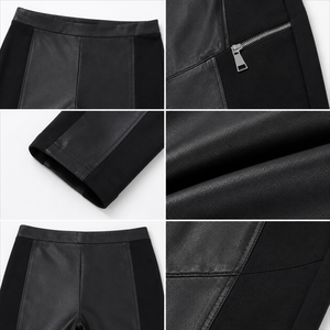Pantalon slim en similicuir PU pour femme, taille haute, poches zippées, coupe cheville, style moto streetwear, mode décontractée, personnalisable OEM - Product Image 5