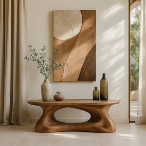 Mesa de Entrada de Madera Maciza de Lujo, Mesa Consola Moderna de Madera, Mesa Consola Moderna Hecha a Mano para Entrada o Sala de Estar - Product Image 3