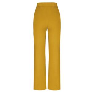 Pantalones de yoga de punto ecológicos de alta demanda, corte de bota, holgados, transpirables, de poliéster/algodón, de cintura alta, para entrenamiento, teñido liso ancho - Product Image 6