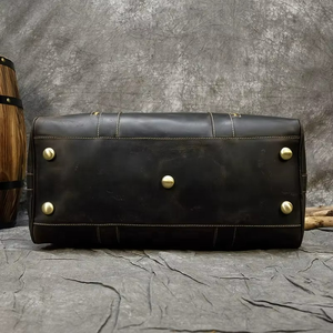 Unisex Genuine Leather Duffle Bags Travel <b>Luggage</b> Crossbody Shoulder Bag Zipper Adjustable <b>Strap</b> Waterproof Durable Large - Product Image 4