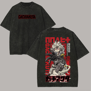 Custom OEM ODM Oversized Streetwear Graphic <b>T</b> Shirt Japanese Anime Fish Illustration <b>Back</b> Print 100% Cotton Loose Fit - Product Image 4