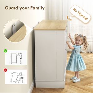 Modern 41\" White <b>Kitchen</b> Buffet Cabinet 3-Door <b>Sideboard</b> with Adjustable Shelf & Drawer for Dining Room - Product Image 6